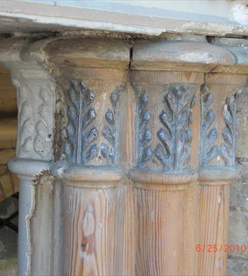 <b>After: </b>Paint removal from column showing depth of paint