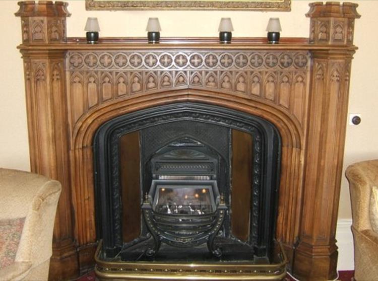 carved fireplace